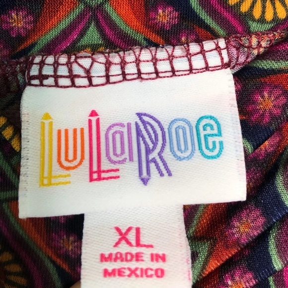 LuLaRoe Azure Womens Orange Blue Yellow Mandala Stretch A-Line Skirt X Large XL - Picture 3 of 4